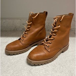 Madewell camel brown lace-up boots size 6.5 in good condition